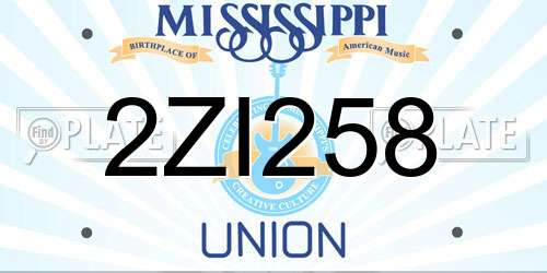 2ZI258 Mississippi License Plate