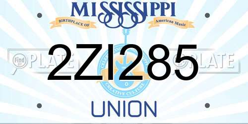 2ZI285 Mississippi License Plate