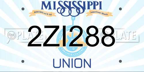 2ZI288 Mississippi License Plate