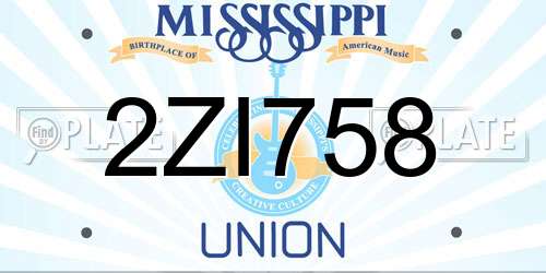 2ZI758 Mississippi License Plate