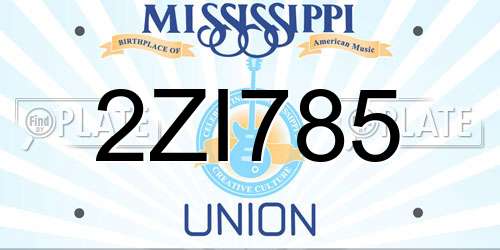 2ZI785 Mississippi License Plate