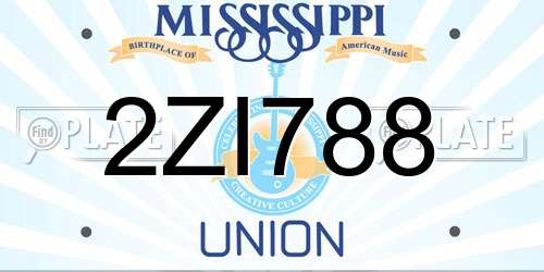 2ZI788 Mississippi License Plate