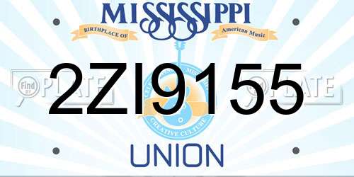 2ZI9155 Mississippi License Plate
