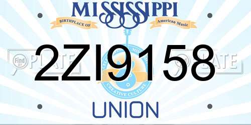 2ZI9158 Mississippi License Plate
