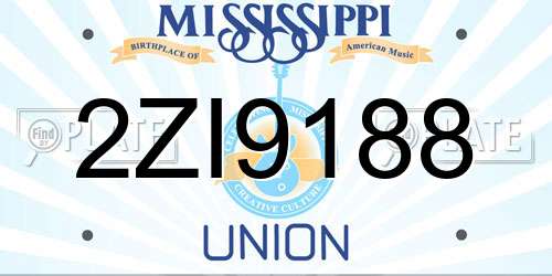 2ZI9188 Mississippi License Plate