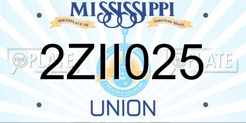 2ZII025 Mississippi License Plate