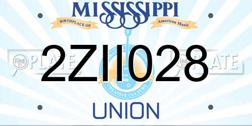 2ZII028 Mississippi License Plate
