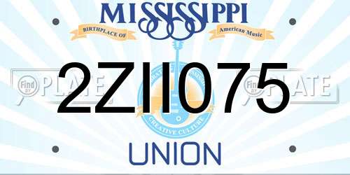 2ZII075 Mississippi License Plate