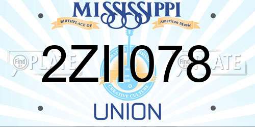 2ZII078 Mississippi License Plate