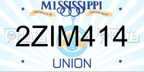 2ZIM414 Mississippi License Plate