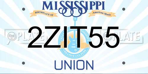 2ZIT55 Mississippi License Plate