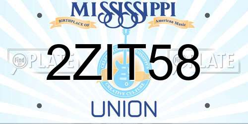2ZIT58 Mississippi License Plate