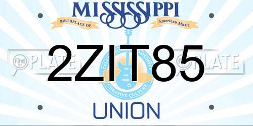 2ZIT85 Mississippi License Plate