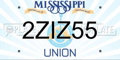 2ZIZ55 Mississippi License Plate