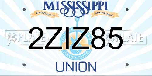 2ZIZ85 Mississippi License Plate