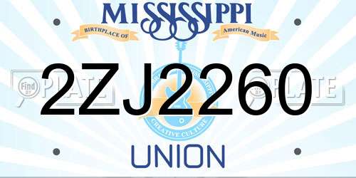 2ZJ2260 Mississippi License Plate