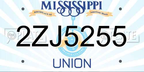 2ZJ5255 Mississippi License Plate