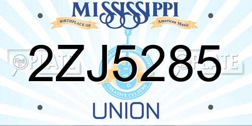 2ZJ5285 Mississippi License Plate