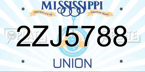 2ZJ5788 Mississippi License Plate