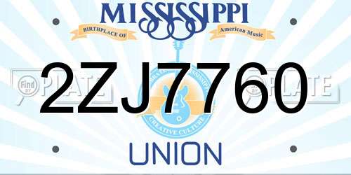 2ZJ7760 Mississippi License Plate
