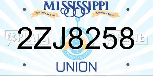 2ZJ8258 Mississippi License Plate