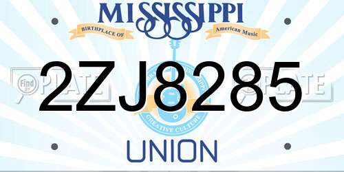 2ZJ8285 Mississippi License Plate