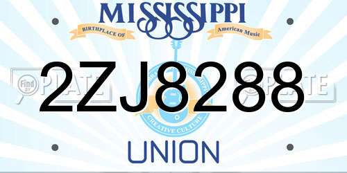 2ZJ8288 Mississippi License Plate