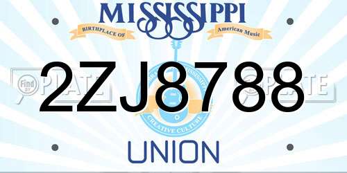 2ZJ8788 Mississippi License Plate