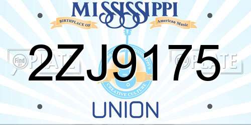 2ZJ9175 Mississippi License Plate