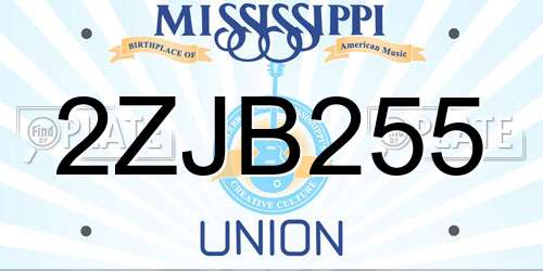 2ZJB255 Mississippi License Plate
