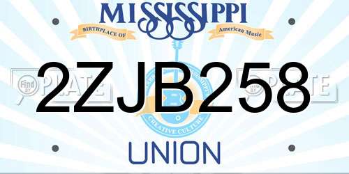 2ZJB258 Mississippi License Plate