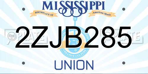2ZJB285 Mississippi License Plate