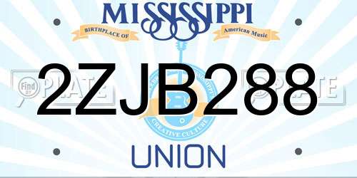 2ZJB288 Mississippi License Plate