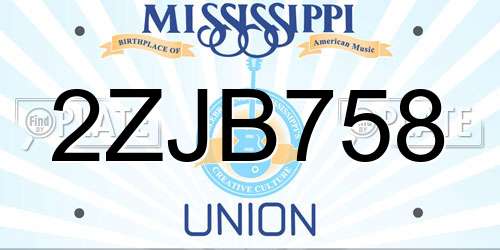 2ZJB758 Mississippi License Plate