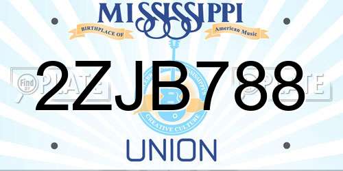 2ZJB788 Mississippi License Plate