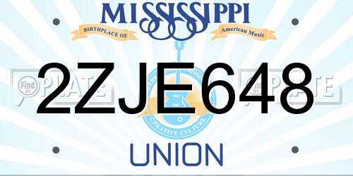 2ZJE648 Mississippi License Plate