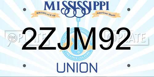 2ZJM92 Mississippi License Plate