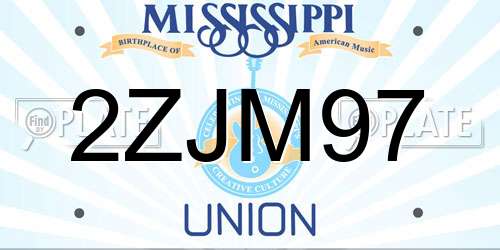 2ZJM97 Mississippi License Plate