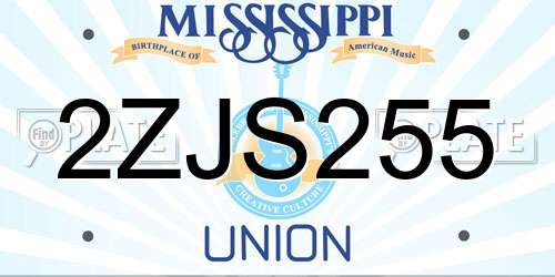 2ZJS255 Mississippi License Plate