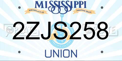 2ZJS258 Mississippi License Plate