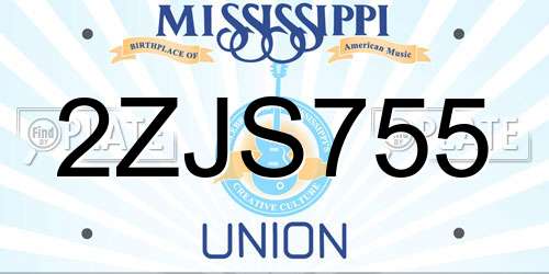 2ZJS755 Mississippi License Plate
