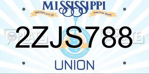 2ZJS788 Mississippi License Plate
