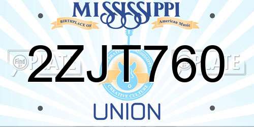2ZJT760 Mississippi License Plate