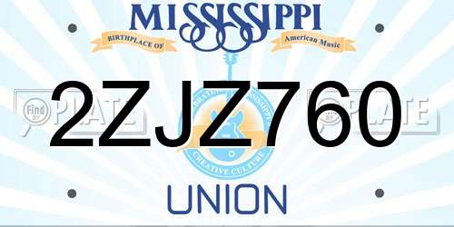 2ZJZ760 Mississippi License Plate