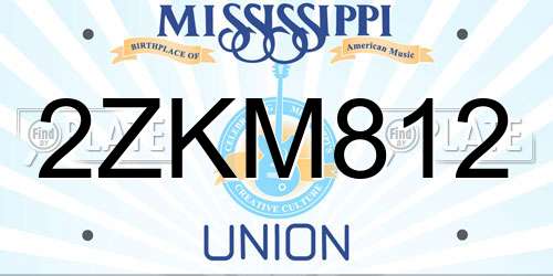 2ZKM812 Mississippi License Plate