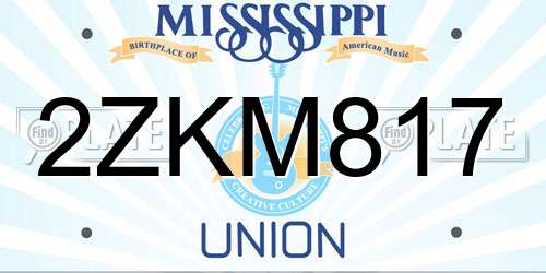 2ZKM817 Mississippi License Plate
