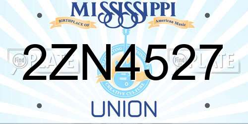 2ZN4527 Mississippi License Plate