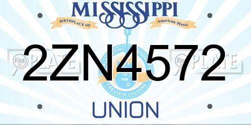 2ZN4572 Mississippi License Plate