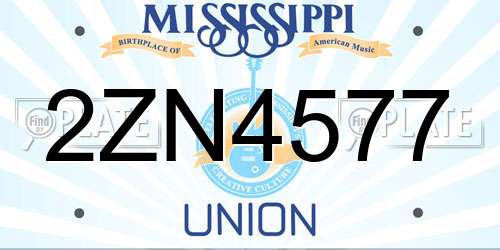 2ZN4577 Mississippi License Plate