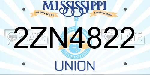 2ZN4822 Mississippi License Plate